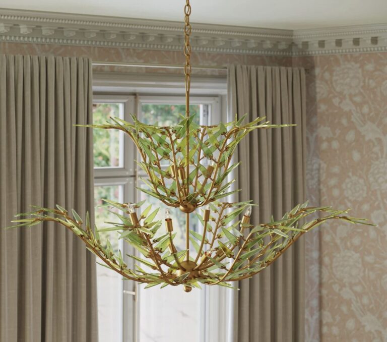 Nature-inspired Gold Chandelier with Leaf Details